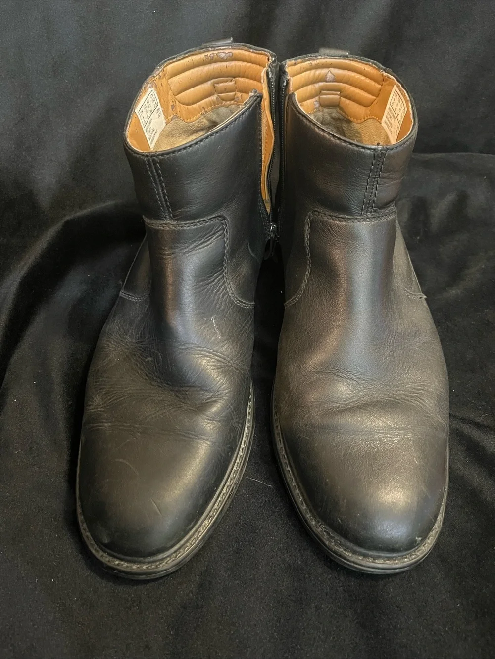 Clarks Black Leather Zip-Back Ankle Boots zipper western